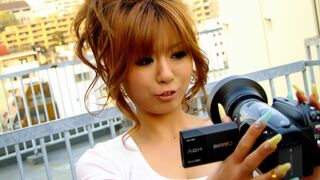 Cute Japanese girl wears a vibrator in her shorts