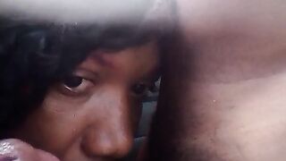 Sucking on Lamar 10 inches Dick in the back of his car