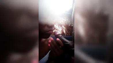 Sucking on Lamar 10 inches Dick in the back of his car