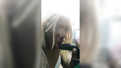 Sucking on blacks 10inches chocolate Dick in the forest