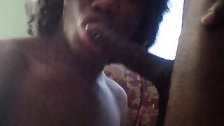 Sucking on Romain 10inches Dick after his football game