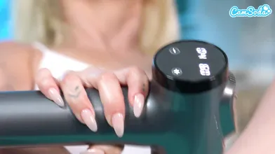 Tiny Blonde Teen Intense Orgasm With Theragun Vibrator