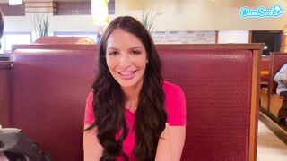 Cumming in Public with interactive toy at LUNCH! Public female orgasm interactive toy