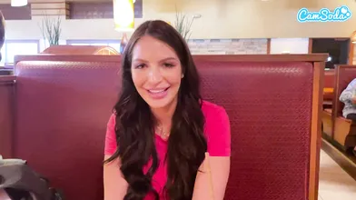 Cumming in Public with interactive toy at LUNCH! Public female orgasm interactive toy