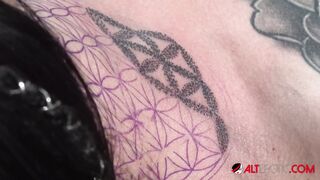 Janey Doe gets new ink and a face full of cum