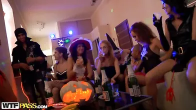 Wild student group sex on Halloween night