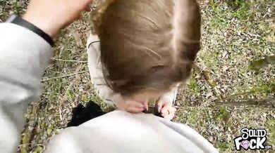 SUCKED IN THE FOREST TO THE SOUND OF BIRDS RISKY BLOWJOB IN THE FOREST