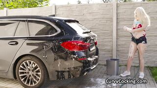 Titty fucking busty bikini car wash hottie