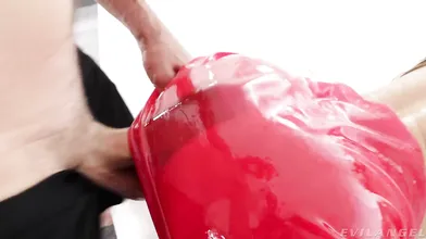Latex Bound Babe Soaked in Oil, Gets Face Fucked And Ass Driven - LatexPlaytime