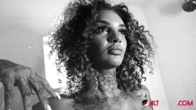 Leah Michelle in an artistic black and white solo