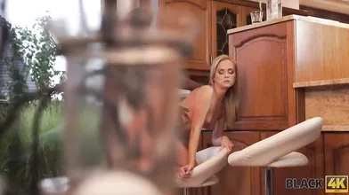 Blonde girl was freezing outside and guy warmed her up
