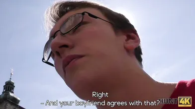 Nerdy cuckold watches girlfriend fucked by muscular stranger