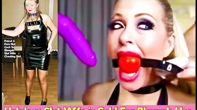 Helpless Slut Wife Sucking off a Dildo Blowjob Training at Swingers Sex Party