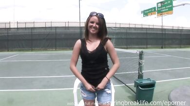 Cute Brunette Gets Naked In Public
