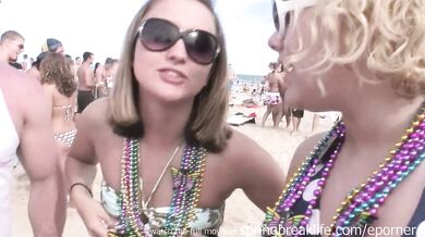 Coeds Party On The Beach