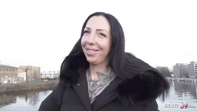 GERMAN SCOUT - Inked German Cougar Sara Deluxe with Big Ass First Time Casting Fuck