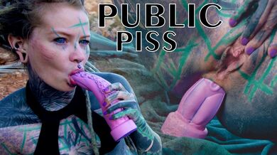 TATTOO teen PUBLIC ANAL masturbation and PISS