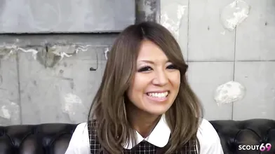 Skinny tanned small Tits Japanese Teen seduce to First Creampie Casting Fuck