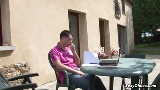 Sexy French housewife Lucie Luke anal fucked outdoor in the garden