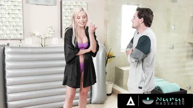 NURU MASSAGE - Busty MILF Nina Elle Gives A Hot NURU Massage To Her Stepson - Tyler Nixon