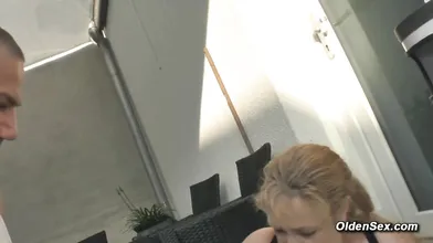 Busty German mature Bea Dumas fucks big cock of Andreas Linne