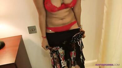 Indian Girl Kavya In Red Lingerie