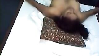 Laying on bed naked Indian wife decided to take a cold