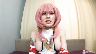 Hot babe with big tits in cosplay costume Spooky Boogie is fucked hard.