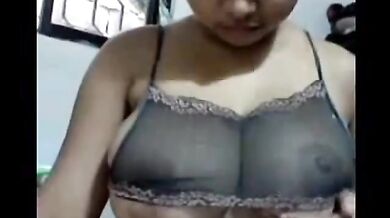 young indian shows her huge tits in webcam