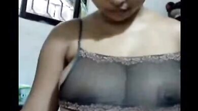 young indian shows her huge tits in webcam