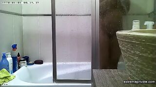 Curvy indian stepmom spied in the shower