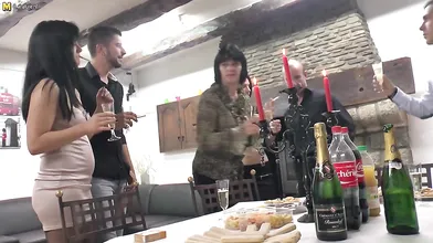 Four horny French ladies fuck their lovers in hot group sex party