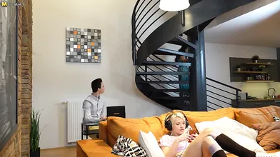 Sexy Milf and young couple in hot threesome