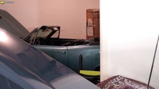 Naughty mature female mechanic getting greasy in her garage