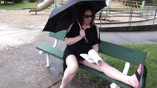 Unshaved mature American lady loves to play with her pussy