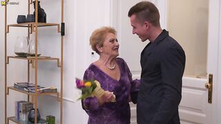 Naughty granny gets a visit from her toy boy