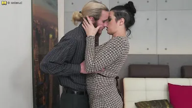 Big Breasted mom fucking and sucking a hard cock