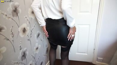Cute British housewife playing with herself