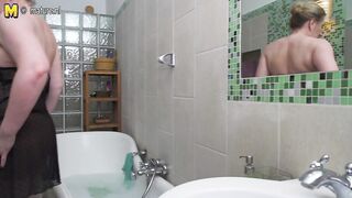 Curvy mature lady taking a naughty bath