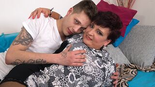 Horny housewife fucking and sucking her younger lover