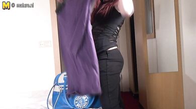 Dutch housewife getting wet in bed