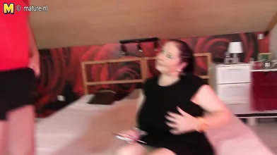 Huge breasted German mature slut fucking and sucking
