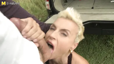 Horny housewife fucked by a car in POV style