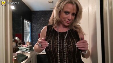 Horny American housewife shows off her hard body and masturbates
