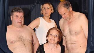Horny German mature gangbang