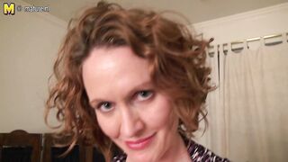 Horny American mom playing with her shaved pussy
