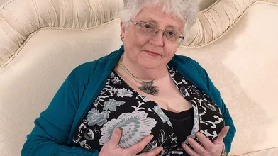 Big breasted British granny playing with herself