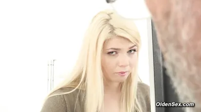 Horny old man Nico N fucking blonde teen Masha Ray in doggy style position