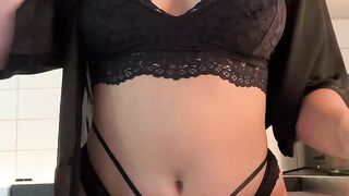 Sexy Black Lingerie and Boob Play
