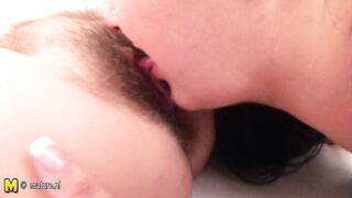 This horny teen just loves an older pussy to eat